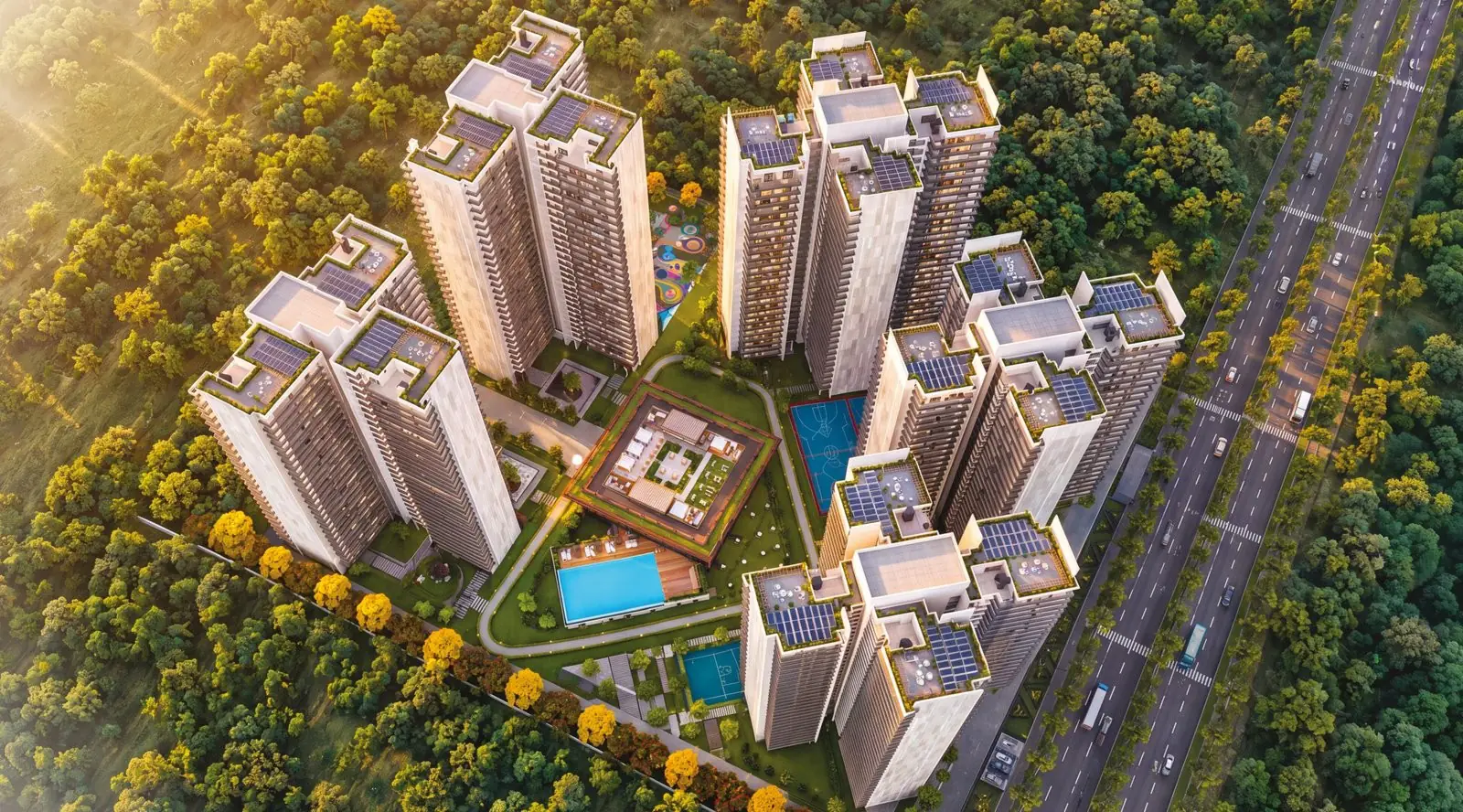 Aerial view of Wave Veridia Heights, Wave City Ghaziabad